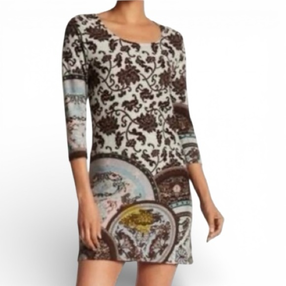 Papillon Mandala Print Boho Sweater Dress S